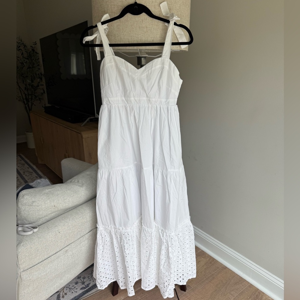Southern Tide size S White Tie-Shoulder Eyelet Maxi Dress